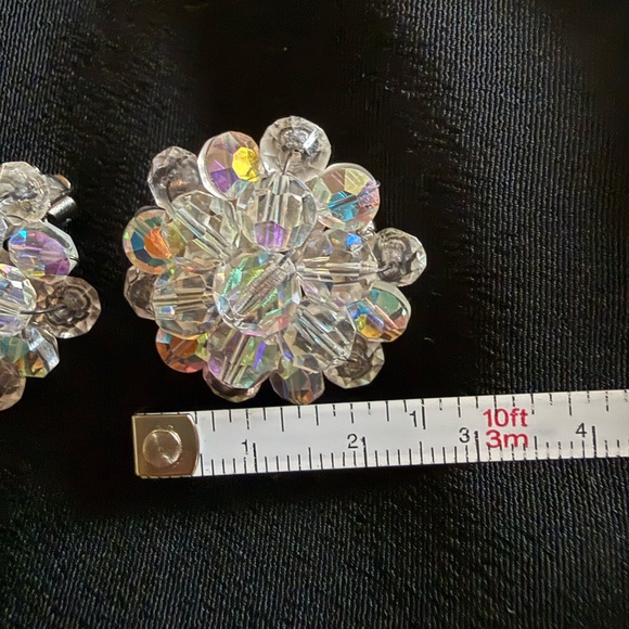 Vintage Aurora Borealis (AB) Crystal Earrings Size 1” - Picture 6 of 7